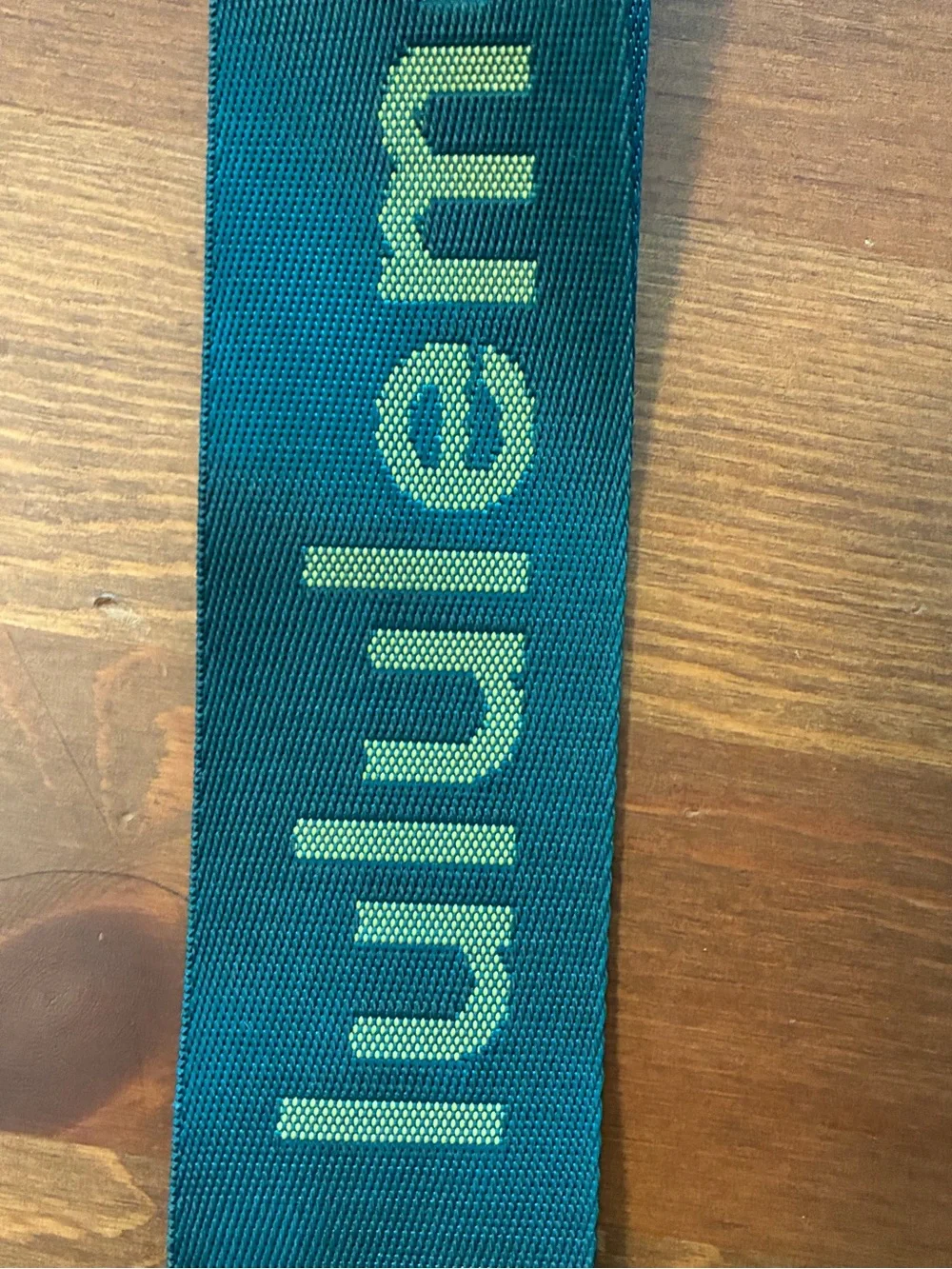 lululemon athletica teal and lime logo key strap